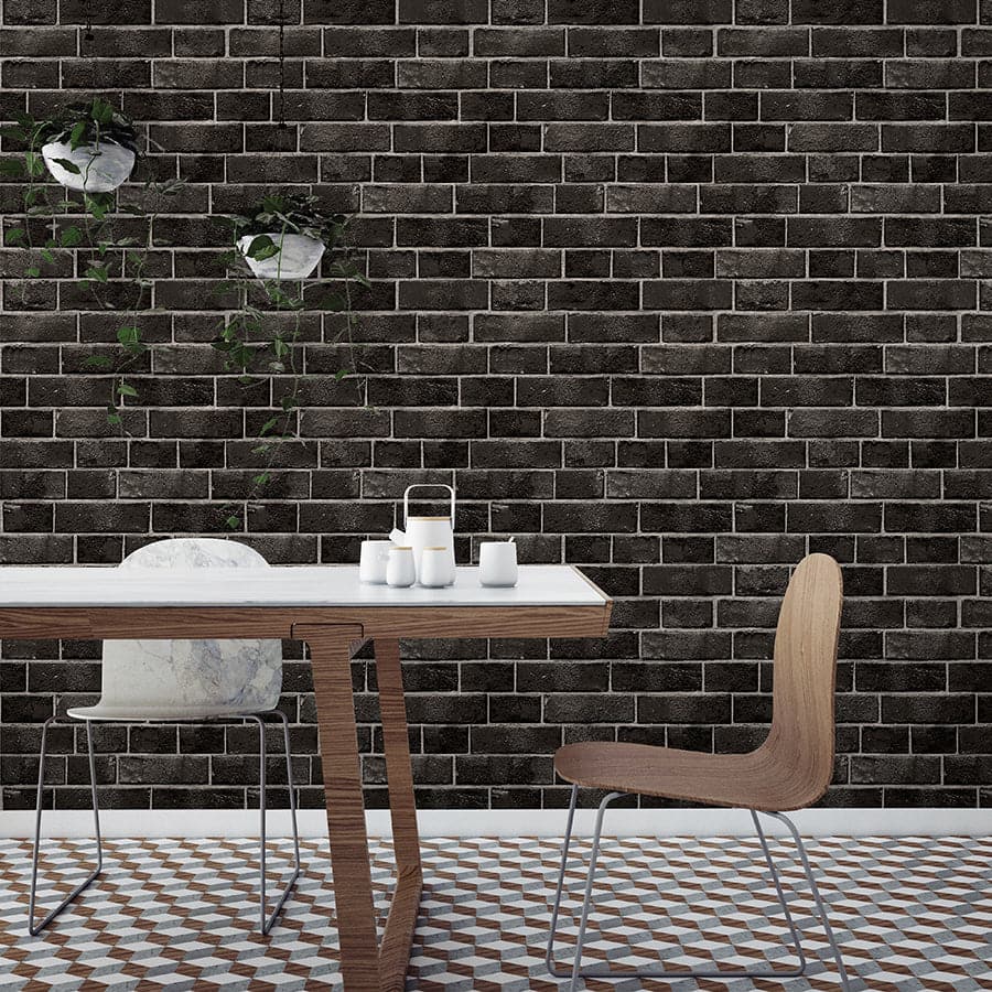 Brick Peel And Stick Wallpaper-Tempaper & Co.-Tempaper-BR10523-Wall PaperEbony Brick-3-France and Son