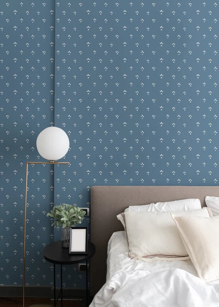 Fleur Wallpaper-Mitchell Black-MITCHB-WC413-AB-PM-10-Wall DecorPatterns Ash Blue-Premium Matte Paper-6-France and Son