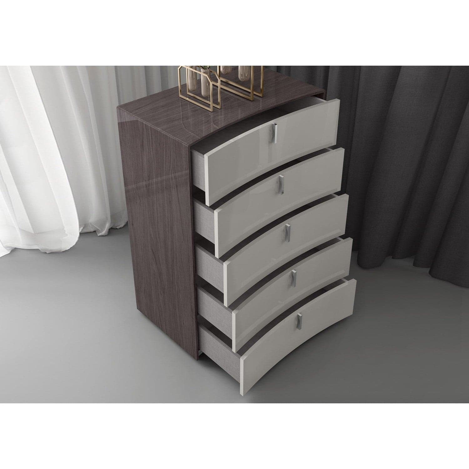 Berlin Chest of Drawers-Whiteline Modern Living-WHITELINE-CD1754-CNUT/LGRY-Dressers-3-France and Son