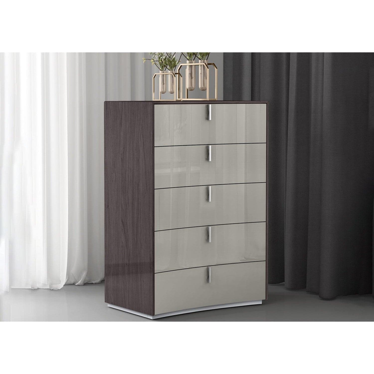 Berlin Chest of Drawers-Whiteline Modern Living-WHITELINE-CD1754-CNUT/LGRY-Dressers-2-France and Son