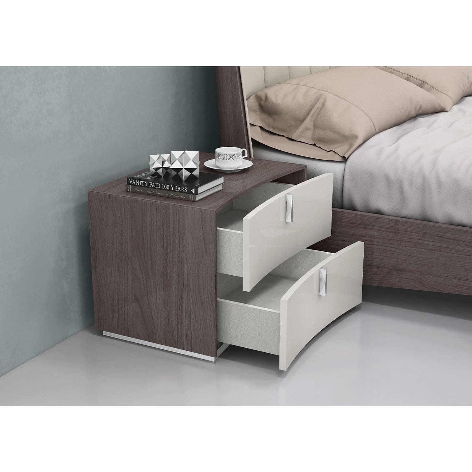 Berlin Nightstand-Whiteline Modern Living-WHITELINE-NS1754-CNUT/LGRY-Nightstands-2-France and Son