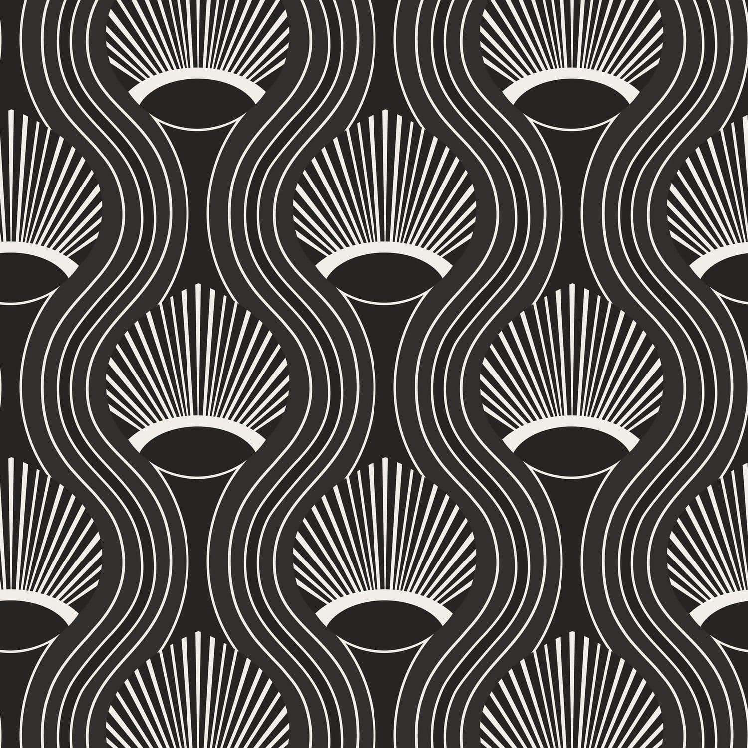 Riviere Wallpaper-Mitchell Black-MITCHB-WCCE6-BL-PM-10-Wall DecorPatterns Black-Premium Matte Paper-1-France and Son