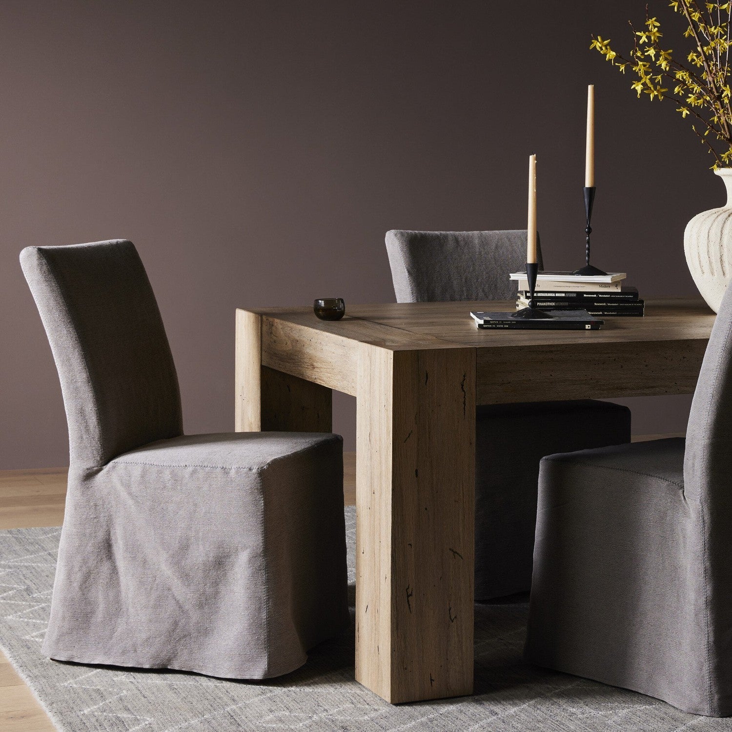 Vista Slipcovered Dining Chair - Heather Twill Carbon