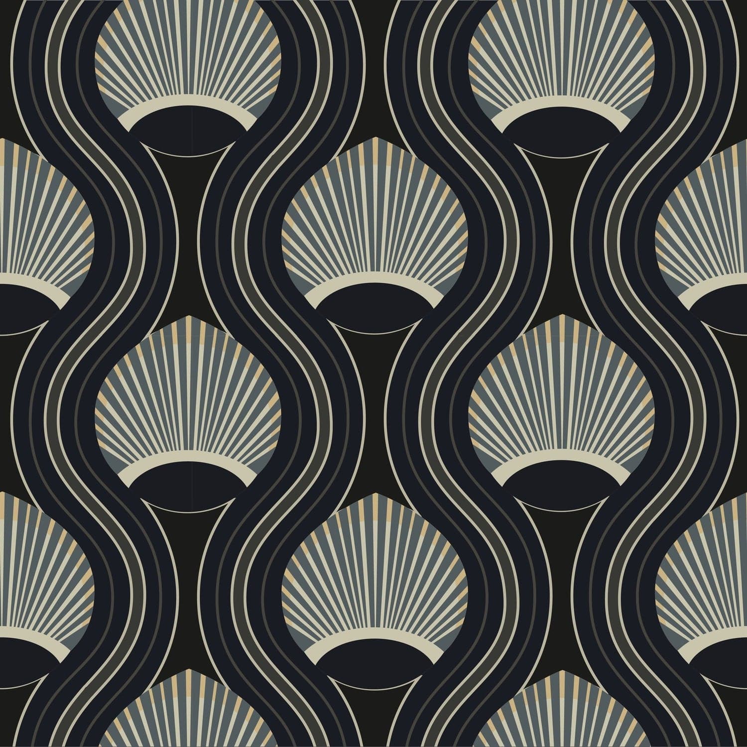 Riviere Wallpaper-Mitchell Black-MITCHB-WCCE6-SB-PM-10-Wall DecorPatterns Stone Blue-Premium Matte Paper-4-France and Son