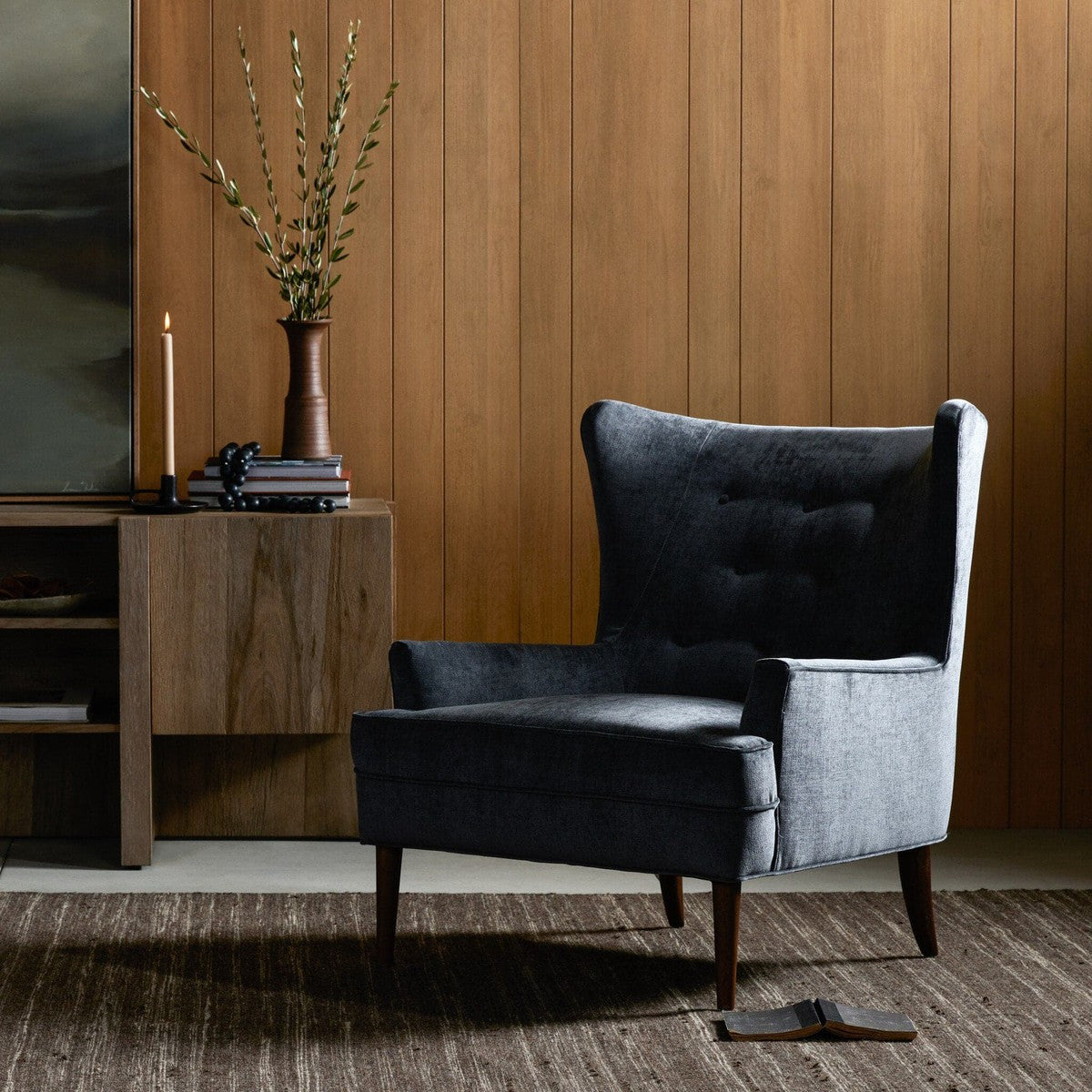 Clermont Chair - Charcoal Worn Velvet