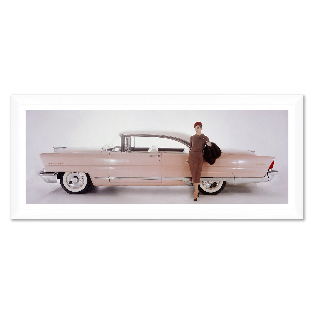 Vogue Magazine, "A Model Posing in Front of a Vintage Car," Karen Radkai, September 1, 1955 by Soicher Marin