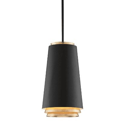 Fahrenheit Pendant Textured Black W/ Gold Leaf Accents-Troy Lighting-TROY-F5542-Pendants3 Light-2-France and Son