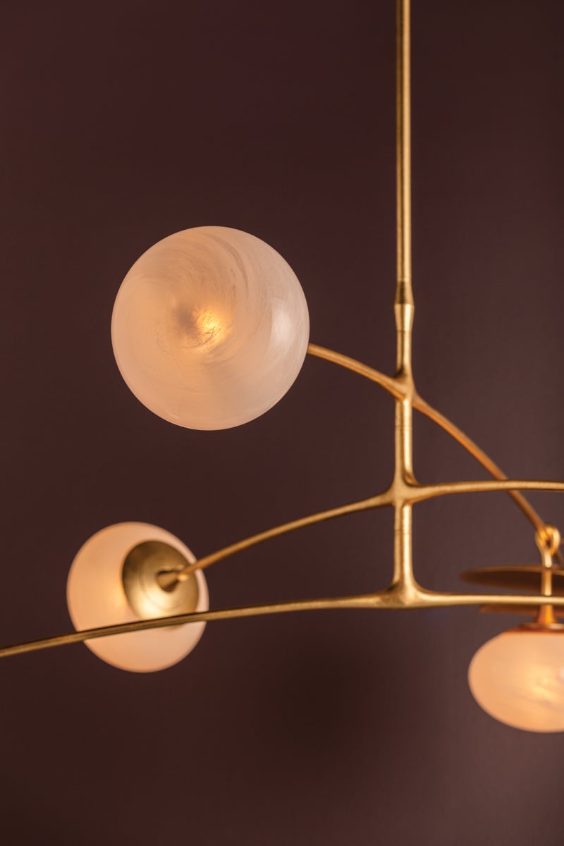 Ceylon Pendant - Vintage Gold Leaf 6 Lights