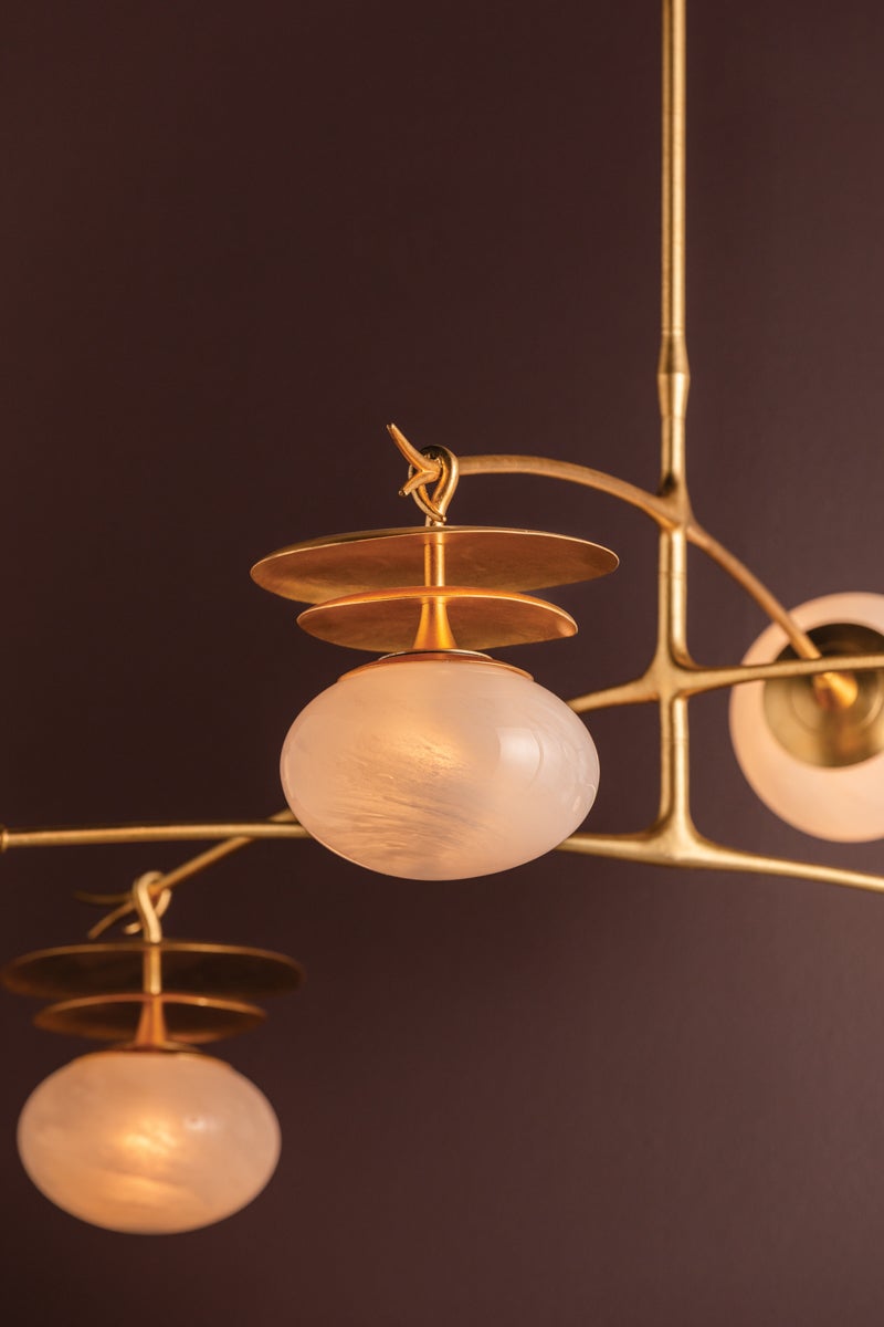 Ceylon Pendant - Vintage Gold Leaf 6 Lights