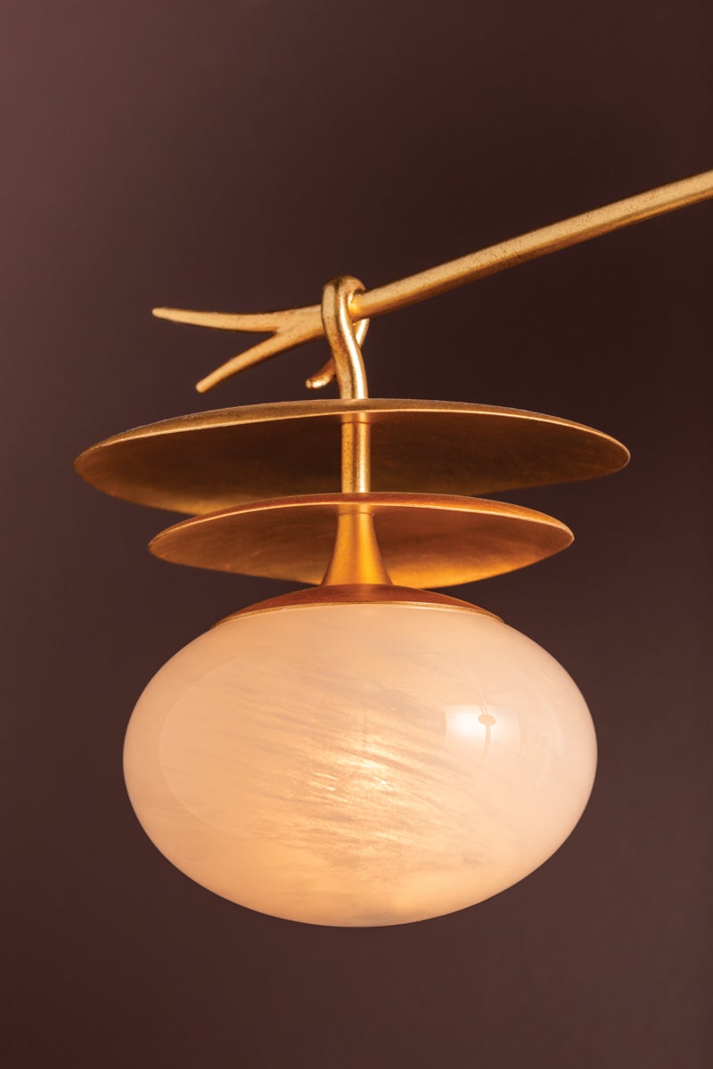 Ceylon Pendant - Vintage Gold Leaf 6 Lights