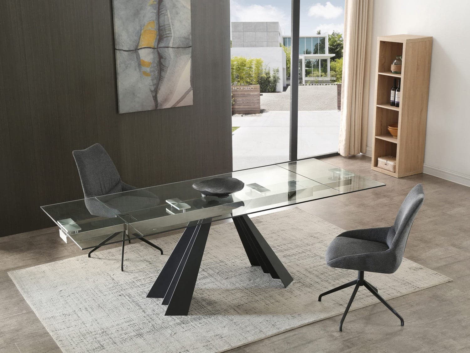 Chicago Extendable Dining Table-Whiteline Modern Living-WHITELINE-DT1717-BLK-Dining Tables-5-France and Son