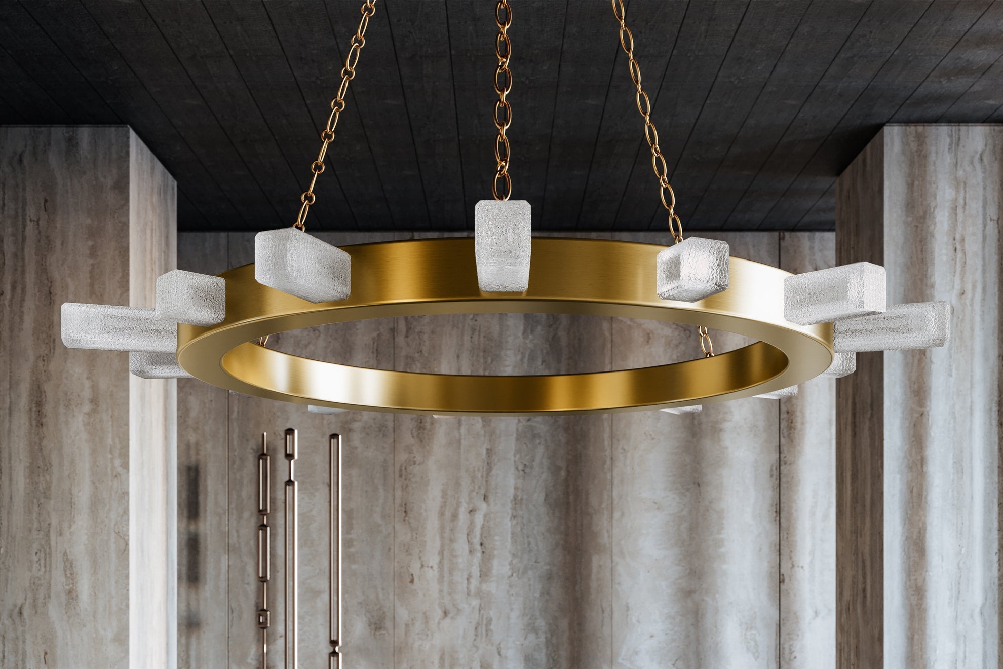 Citrine Chandelier - Vintage Brass 15 Lights