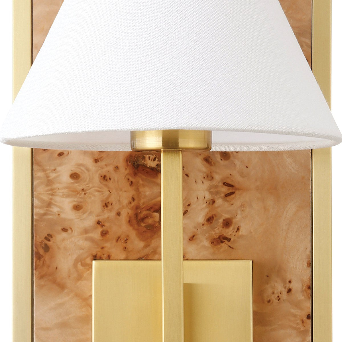 Daren - Sconce With Rectangular Burl Wood Backplate And Brushed Brass Frame