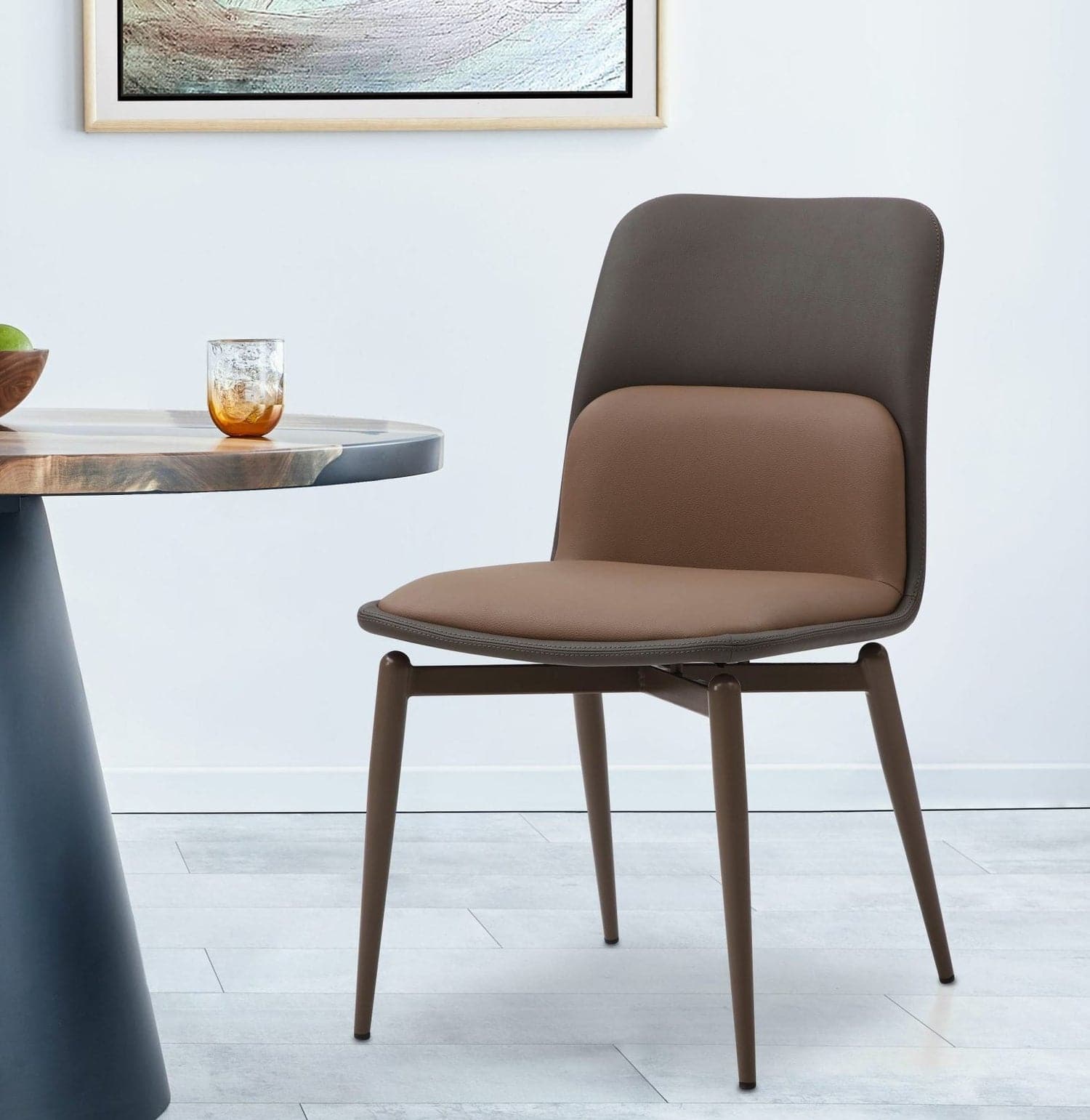 Bruno Dining Chair-Whiteline Modern Living-WHITELINE-DC1474-BRN/DGRY-Dining Chairs-2-France and Son