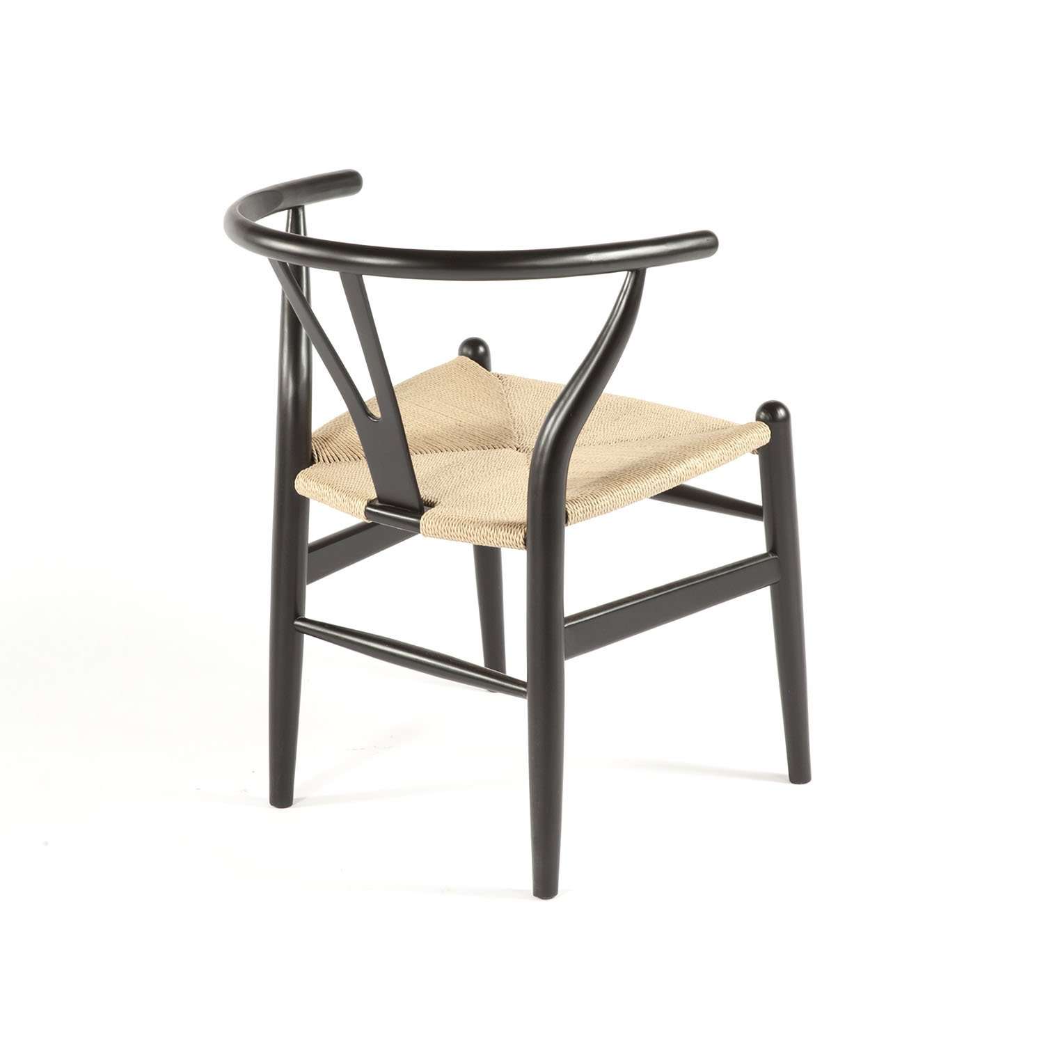 Mid Century Wishbone Chair - Black and Natural-France & Son-DC541BLACK-Dining Chairs-2-France and Son