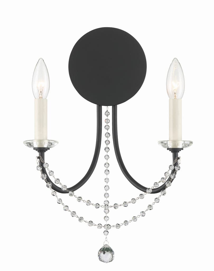 Delilah 2 Light Wall Mount-Crystorama Lighting Company-CRYSTO-DEL-90802-AG-Flush MountsMatte Black-5-France and Son