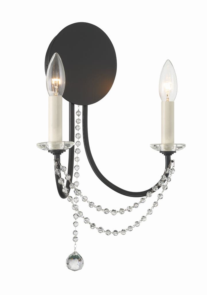 Delilah 2 Light Wall Mount-Crystorama Lighting Company-CRYSTO-DEL-90802-AG-Flush MountsMatte Black-6-France and Son