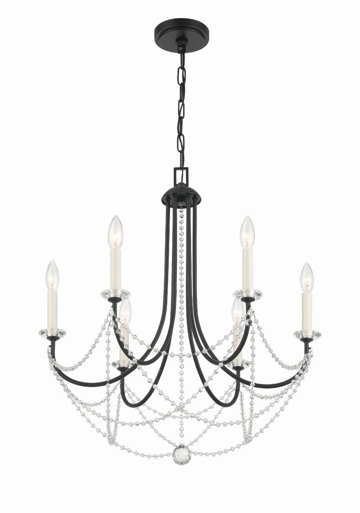 Delilah 6 Light Chandelier-Crystorama Lighting Company-CRYSTO-DEL-90806-MK-ChandeliersMatte Black-4-France and Son