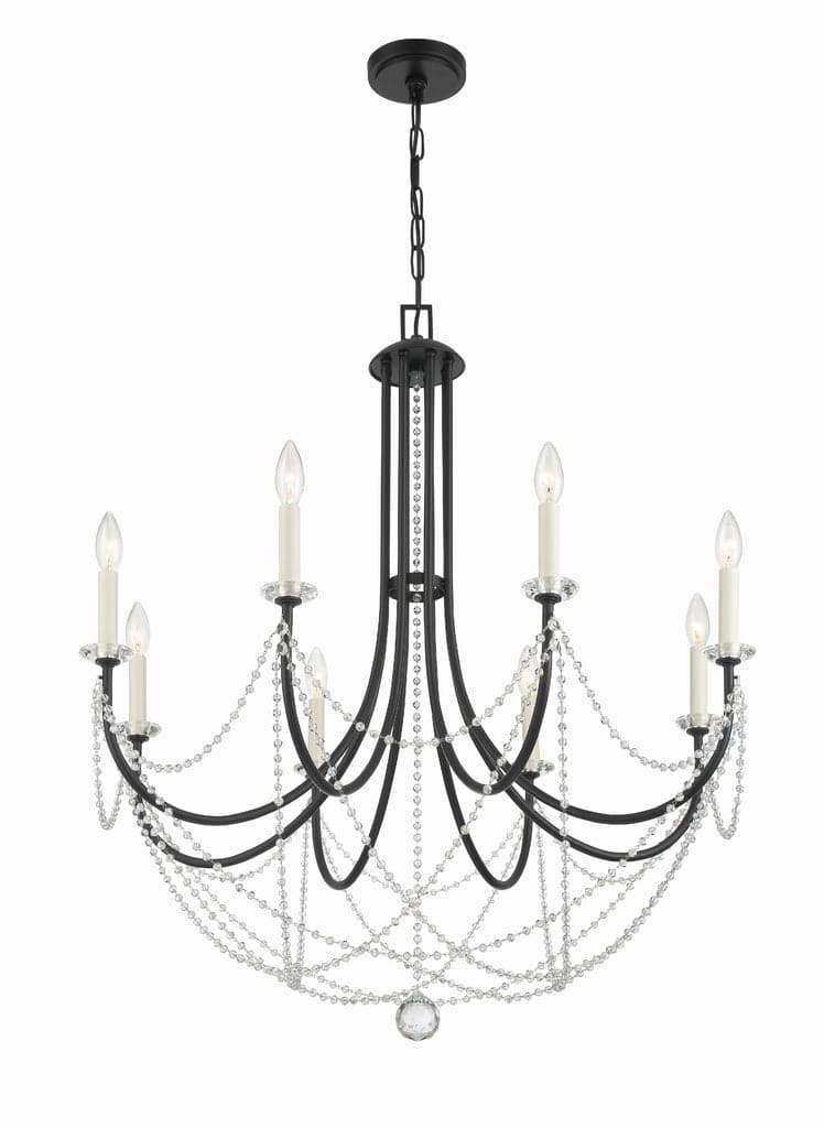 Delilah 8 Light Chandelier-Crystorama Lighting Company-CRYSTO-DEL-90808-MK-ChandeliersMatte Black-2-France and Son