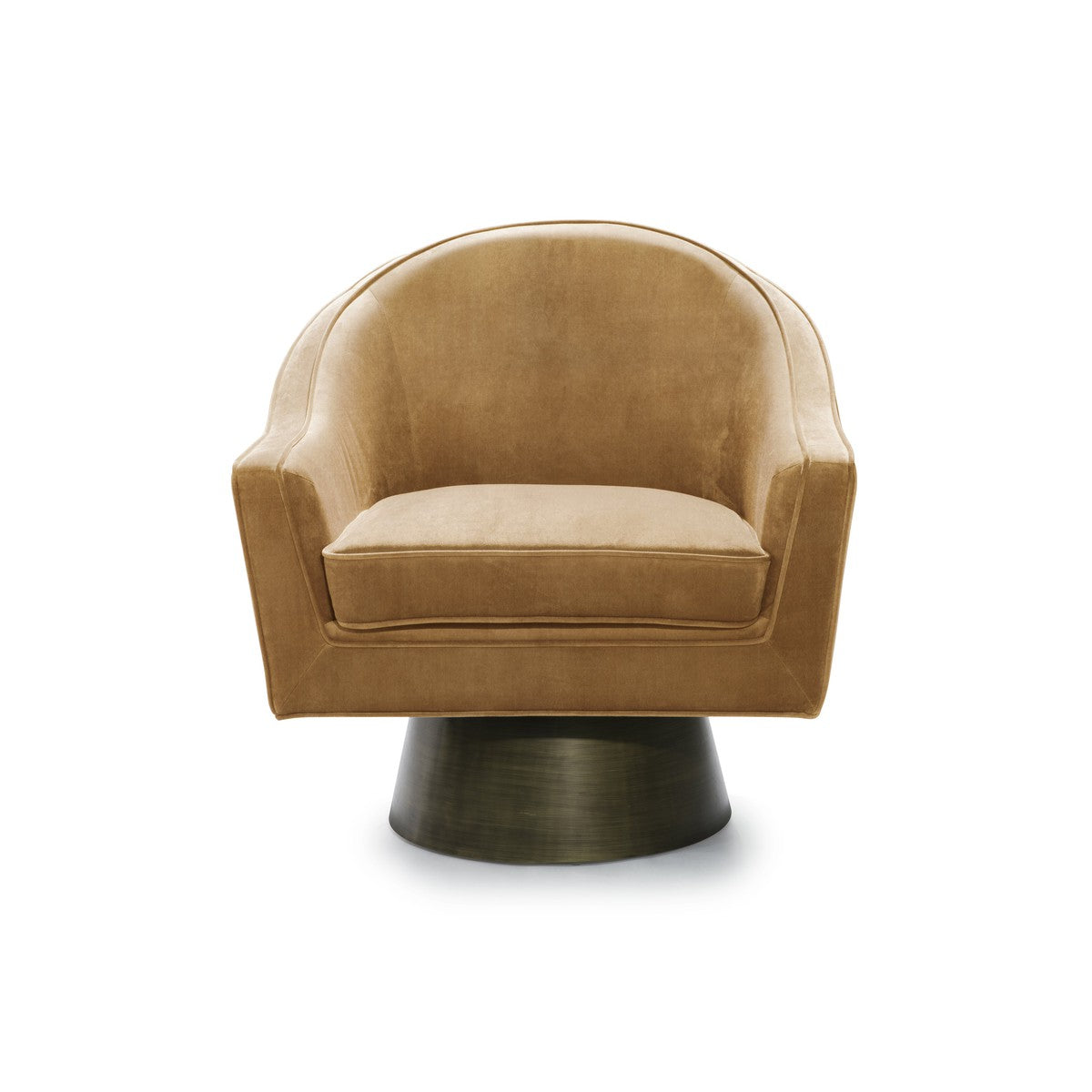 Dominic - Modern Swivel Chair With Bronze Base In Camel Velvet