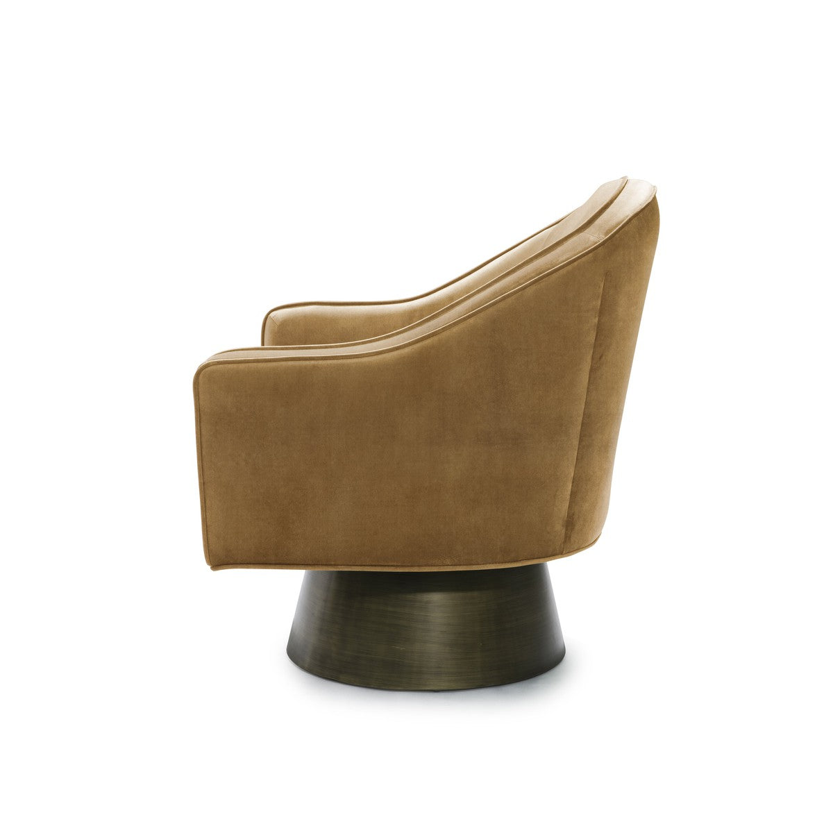 Dominic - Modern Swivel Chair With Bronze Base In Camel Velvet