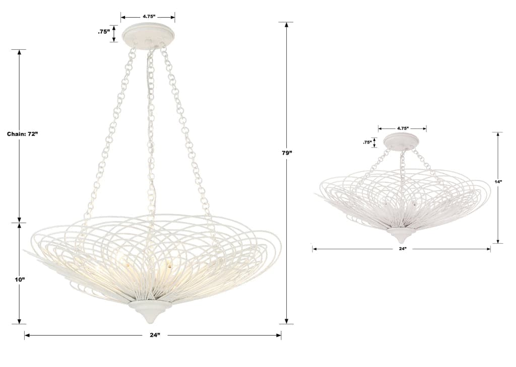 Doral 6 Light Matte White Semi Flush Mount-Crystorama Lighting Company-CRYSTO-DOR-B7706-MT_CEILING-Flush Mounts-3-France and Son