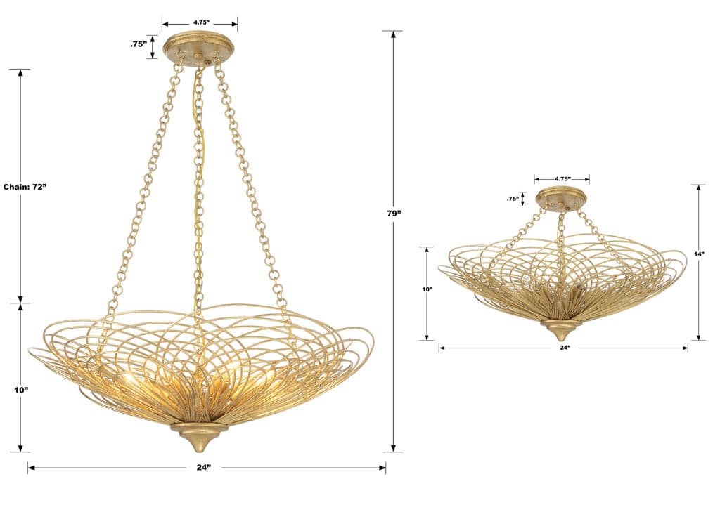 Doral 6 Light Renaissance Gold Semi Flush Mount-Crystorama Lighting Company-CRYSTO-DOR-B7706-RG_CEILING-Flush Mounts-2-France and Son