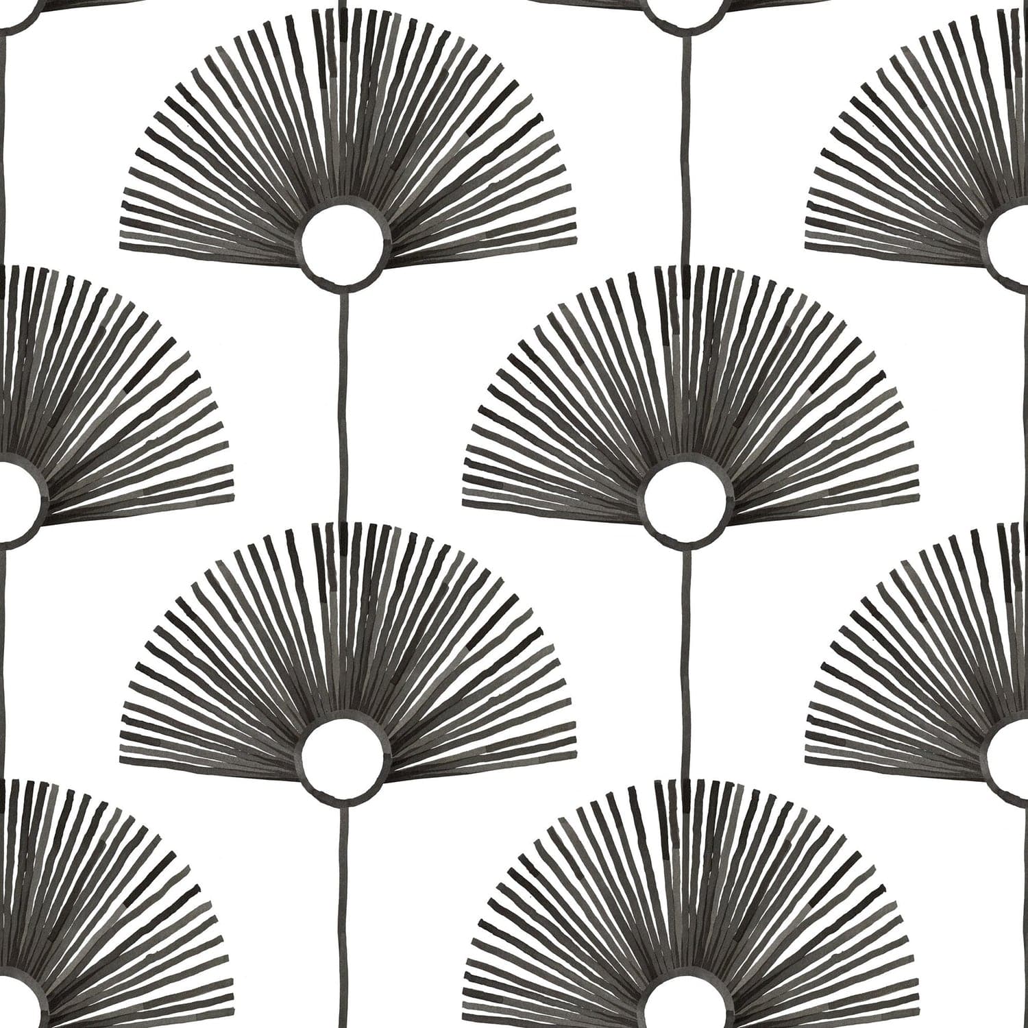 Deco Fan Wallpaper-Mitchell Black-MITCHB-WC-BB-FN-CB-PM-10-Wall DecorPatterns Calligraphy Black-Premium Matte Paper-5-France and Son