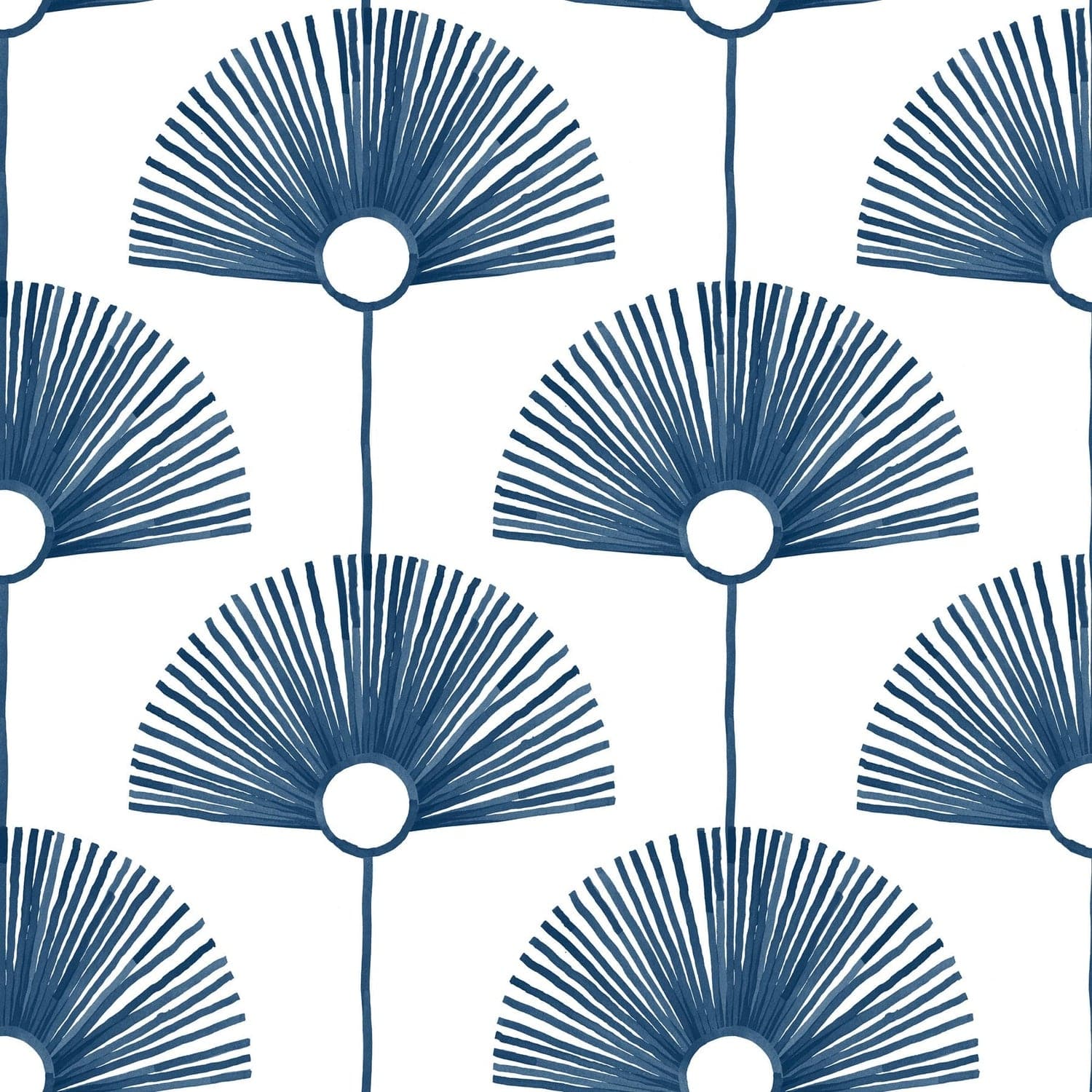 Deco Fan Wallpaper-Mitchell Black-MITCHB-WC-BB-FN-I-PM-10-Wall DecorPatterns Indigo-Premium Matte Paper-6-France and Son