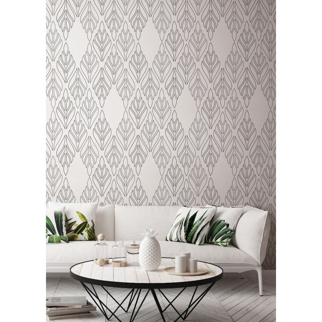 Deco Palm Wallpaper-Mitchell Black-MITCHB-WC-BB-DP-B-PM-10-Wall DecorPatterns Black-Premium Matte Paper-2-France and Son