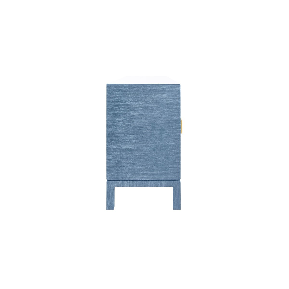 Effie - Four Door Buffet With Large Brass Square Hardware In Blue Dyed Grasscloth