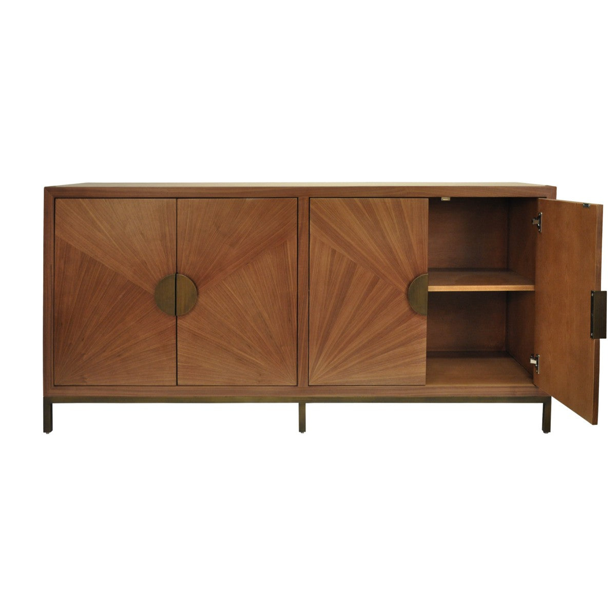 Emory - Radial Matte Walnut Cabinet With Painted Bronze Legs And Hardware