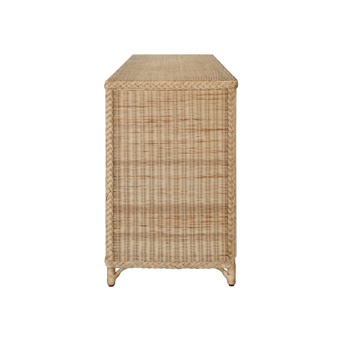 Evander - Four Door Buffet In Fully Wrapped Rattan With Satin Brass Pulls