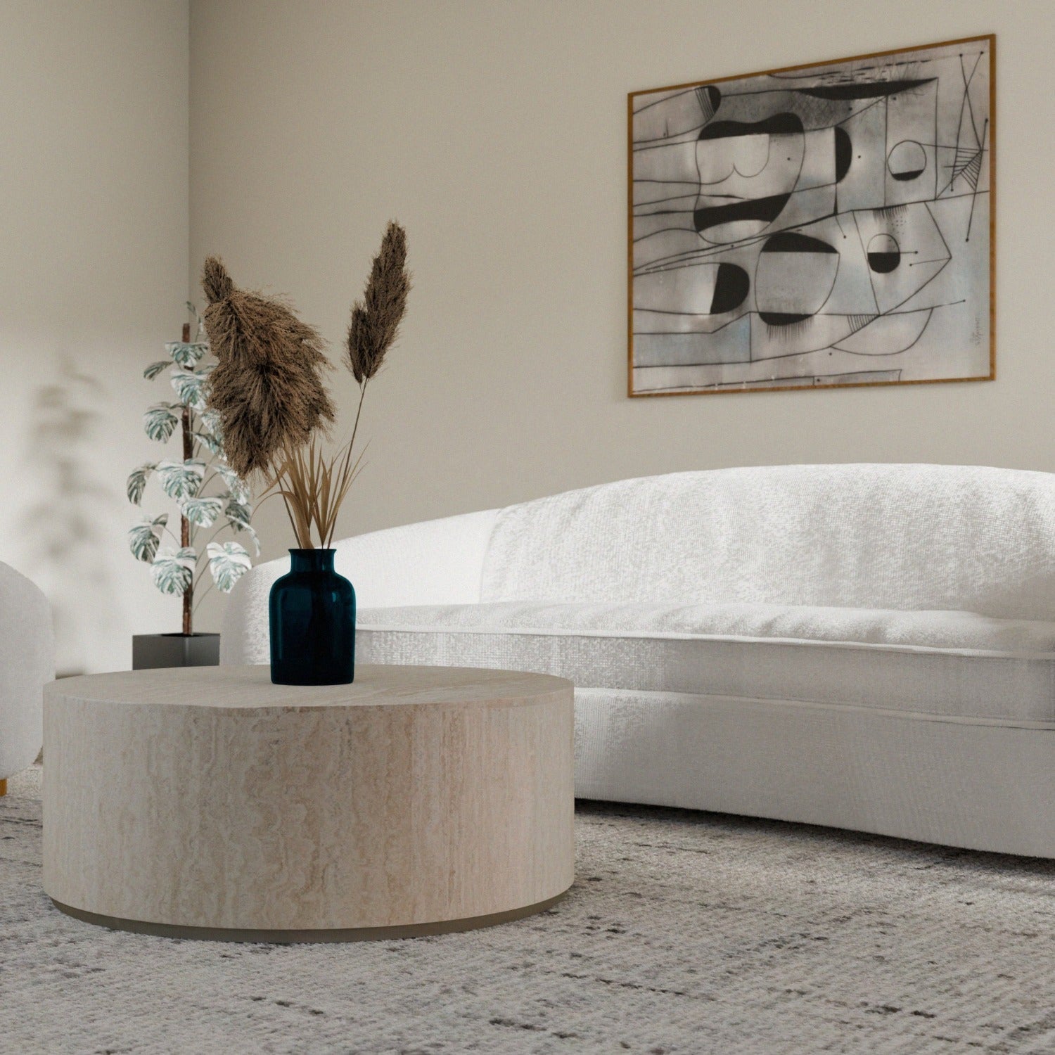 Monolith Drum Coffee Table-France & Son-FVT041WHT-Coffee TablesWhite Carrara Marble-5-France and Son