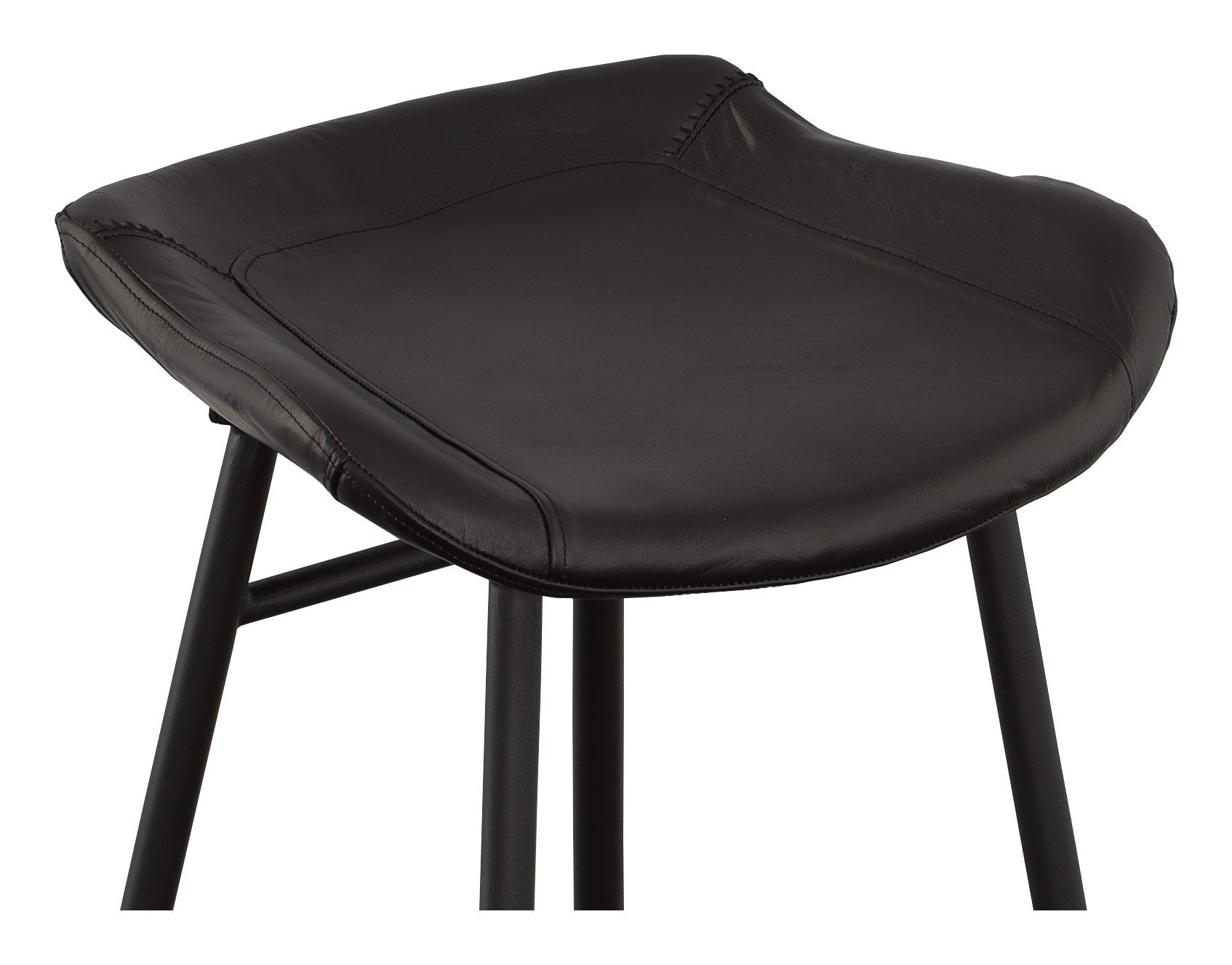 Nico Counter Stool - Matte Black - Metal,Leather