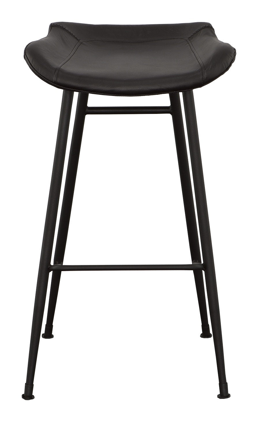 Nico Bar Stool - Matte Black - Metal,Leather