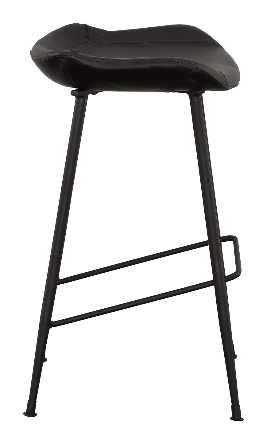 Nico Bar Stool - Matte Black - Metal,Leather