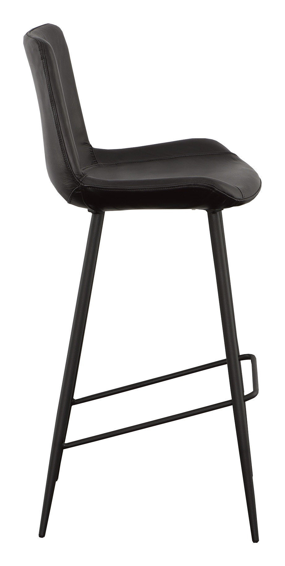 Nadia Bar Stool - Matte Black - Metal,Leather