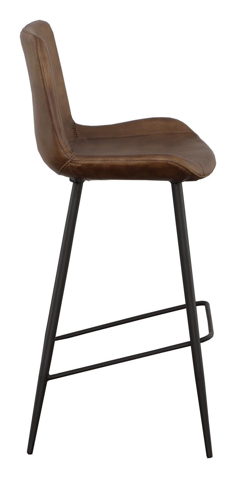 Nadia Bar Stool - Matte Black - Metal,Leather