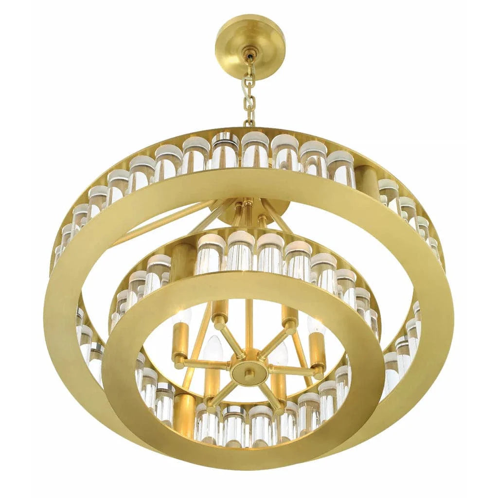 Farris 6 Light Aged Brass Chandelier-Crystorama Lighting Company-CRYSTO-FAR-6006-AG-Flush Mounts-1-France and Son