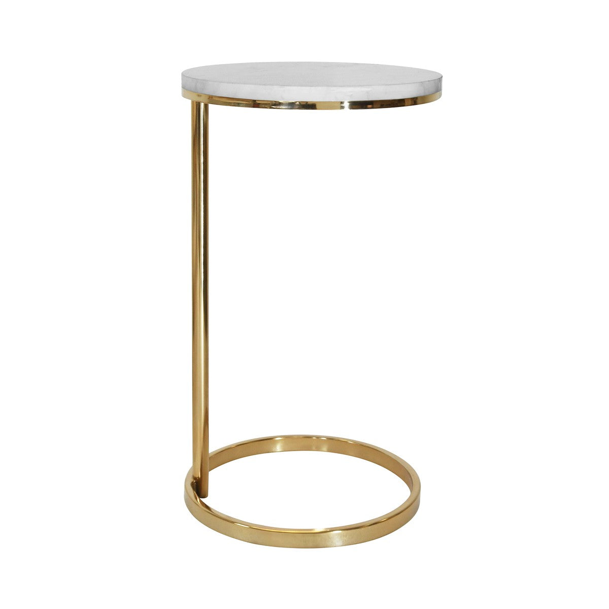 Farren - Round Cigar Table With Brass Pole Base And White Marble Top