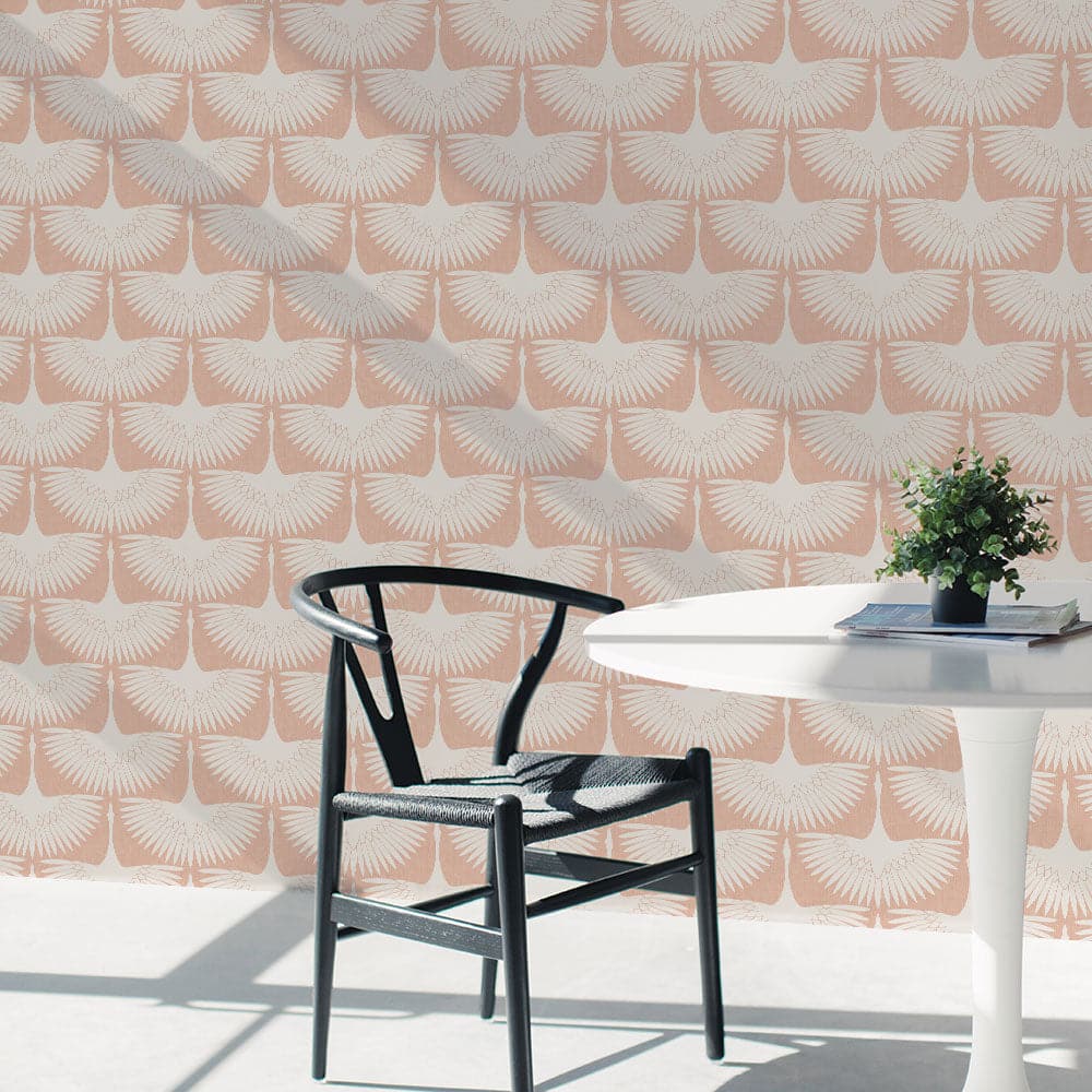 Feather Flock Peel And Stick Wallpaper By Genevieve Gorder-Tempaper & Co.-Tempaper-FE4023-DecorSingle Roll-Chalk Scallops-14-France and Son