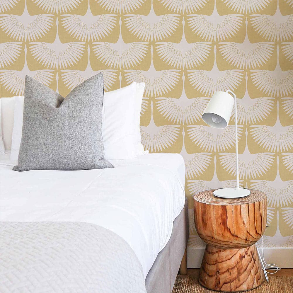 Feather Flock Peel And Stick Wallpaper By Genevieve Gorder-Tempaper & Co.-Tempaper-FE4023-DecorSingle Roll-Chalk Scallops-18-France and Son