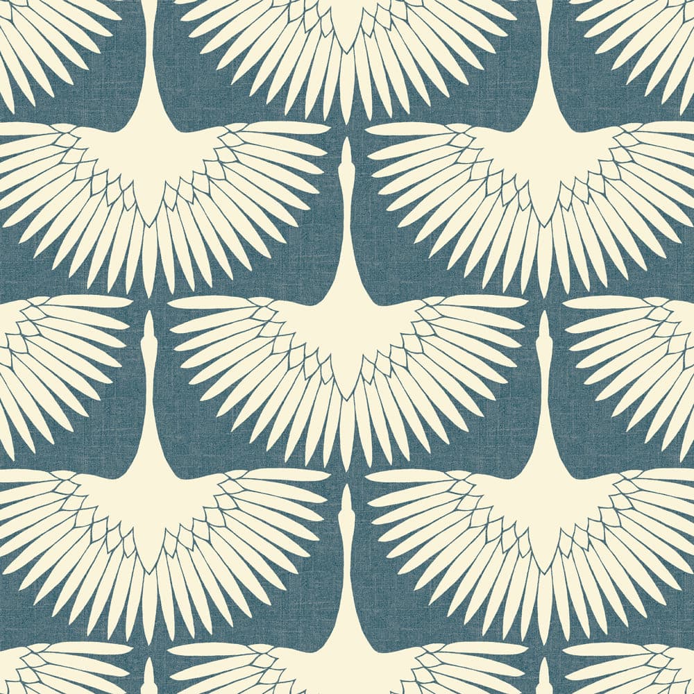 Feather Flock Peel And Stick Wallpaper By Genevieve Gorder-Tempaper & Co.-Tempaper-FE14027-DecorSingle Roll-Denim Blue Scallops-7-France and Son