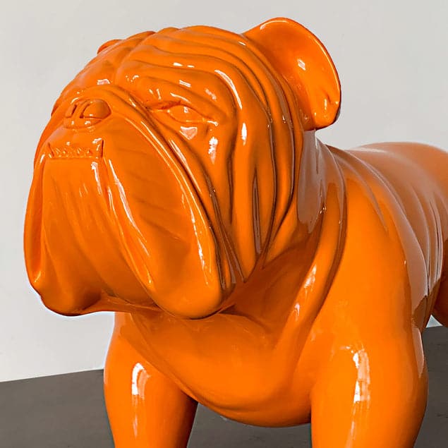 Bulldog Sculpture, Large - Indoor-Gold Leaf Design Group-GOLDL-FG1250-OR-Decorative ObjectsOrange-5-France and Son