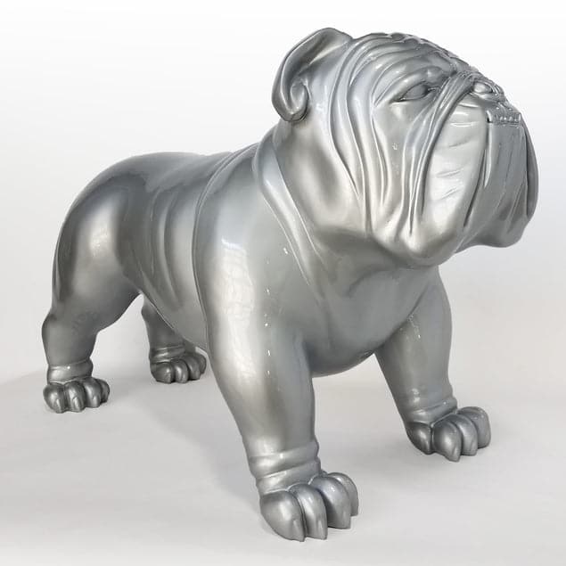 Bulldog Sculpture, Large - Indoor-Gold Leaf Design Group-GOLDL-FG1250-SI-Decorative ObjectsSilver Painted-8-France and Son