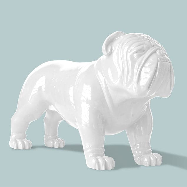 Bulldog Sculpture, Large - Indoor-Gold Leaf Design Group-GOLDL-FG1250-WH-Decorative ObjectsWhite-9-France and Son