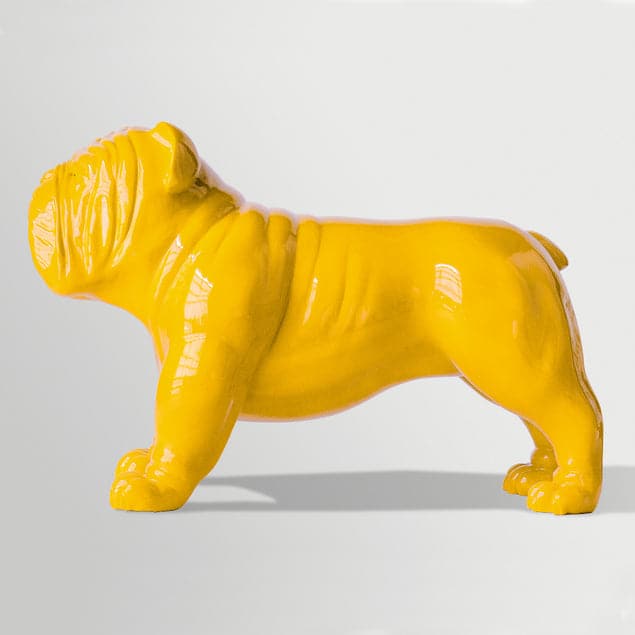 Bulldog Sculpture, Small - Indoor-Gold Leaf Design Group-GOLDL-FG1262-YE-Decorative ObjectsYellow-8-France and Son