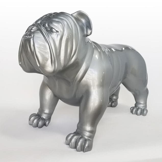 Bulldog Sculpture, Small - Outdoor-Gold Leaf Design Group-GOLDL-FG1262-SI-UV-Decorative ObjectsSilver Painted-6-France and Son