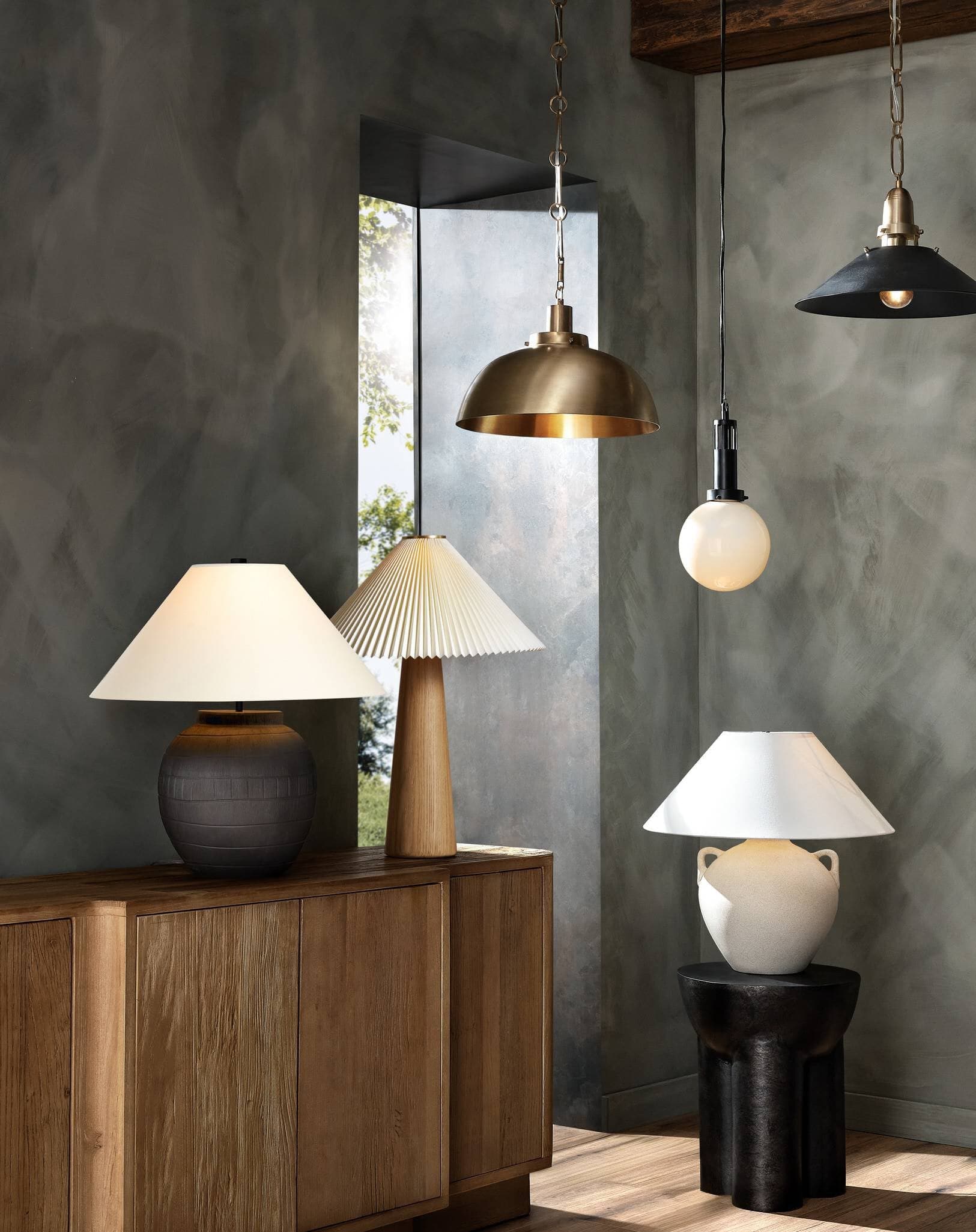 Mays Table Lamp - Light Sand Porcelain Ceramic